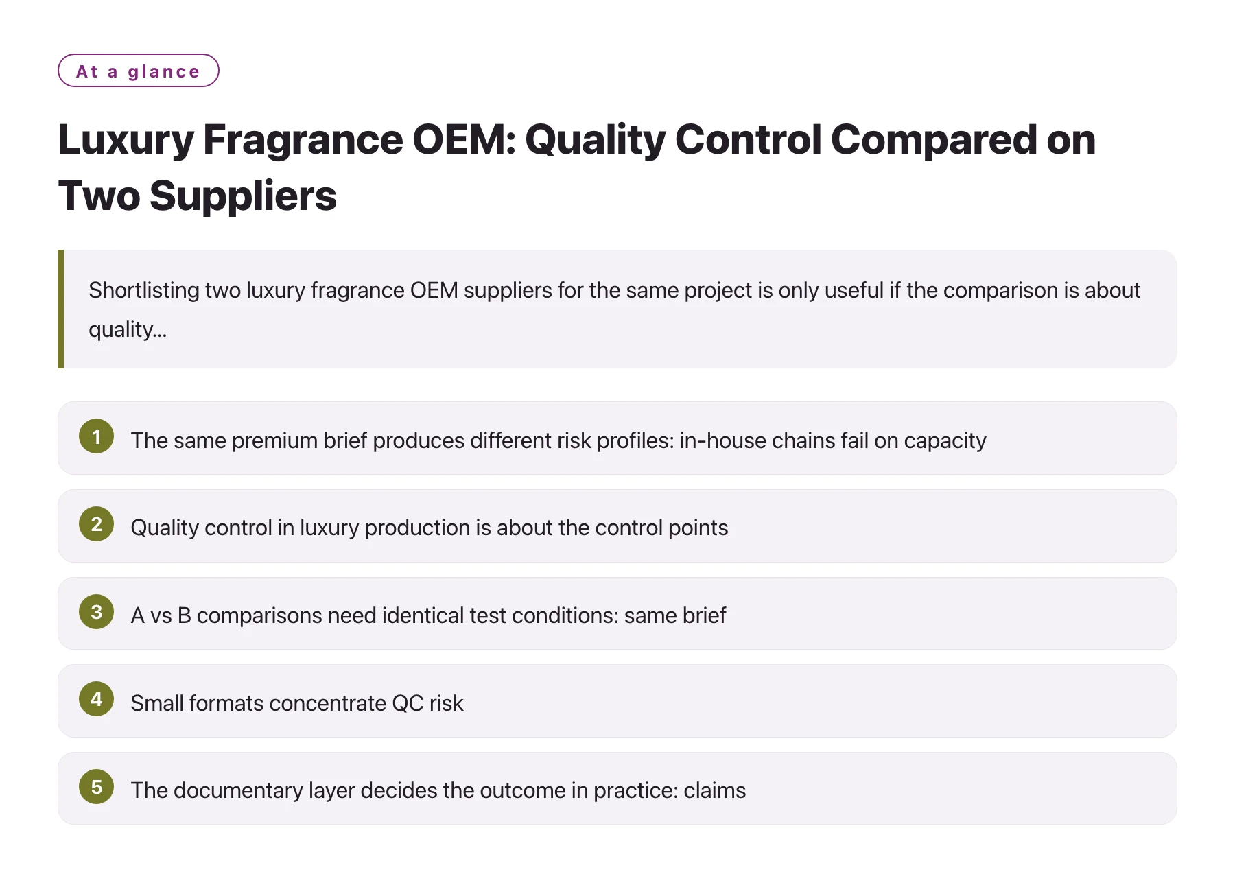 Luxury Fragrance OEM: Quality Control Compared on Two Suppliers——全文要点速览
